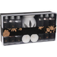 DUFTKAMIN Keramik 15 Düfte 2 Teelichter - Weiß, Stein (8/8/8cm) - Home Styling Collection