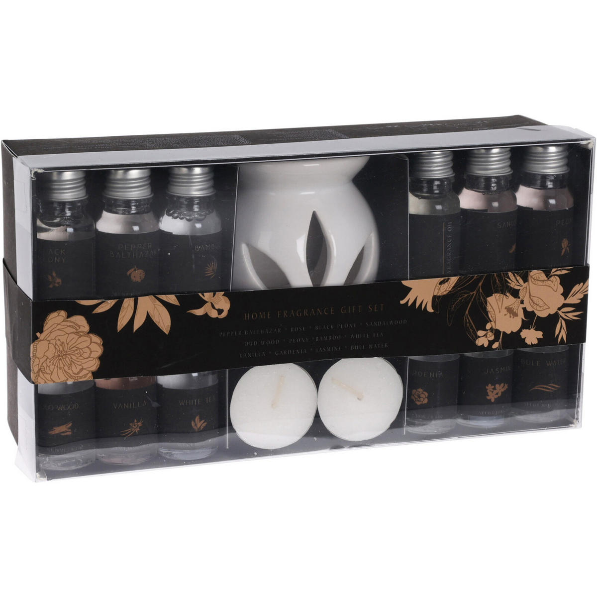 DUFTKAMIN Keramik 15 Düfte 2 Teelichter - Weiß, Stein (8/8/8cm) - Home Styling Collection