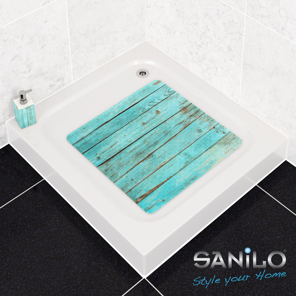 BADEMATTE Lumber - Türkis, Kunststoff (53/53cm) - Sanilo