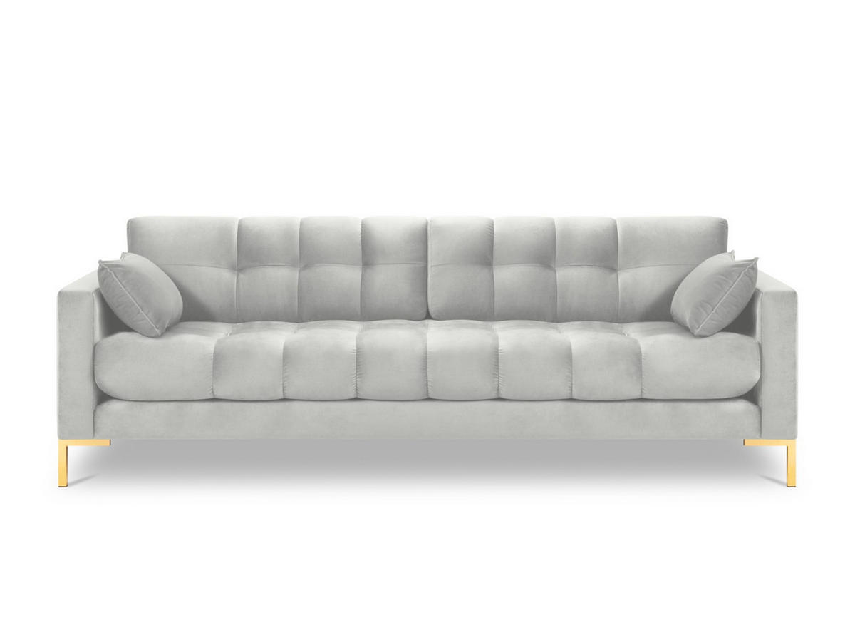 SOFA Mamaia aus Samt silber 4 Sitzplätze - Silberfarben, Textil (92/75/217cm) - Micadoni