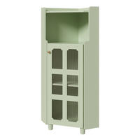 LED-ECKSCHRANK 63.5x16.5x124 cm Grün aus Spritzglas mit App-LED & 2-in-1 Stauraum - Grün, Holzwerkstoff (63.5/124/16.5cm) - Modfu