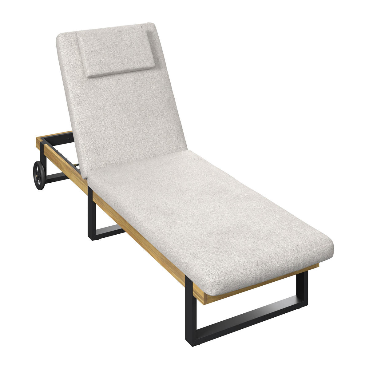 GARTENLIEGE Elenyi creme/grau Metall/Outdoorstoff/Holz - Creme, Holz (1/95/200cm)