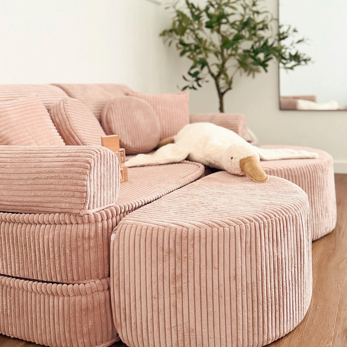 KINDERSOFA AESTHETIC 120 cm Cord Rosa 12 Stk - Rosa, Textil (60/12.5/120cm) - MeowBaby