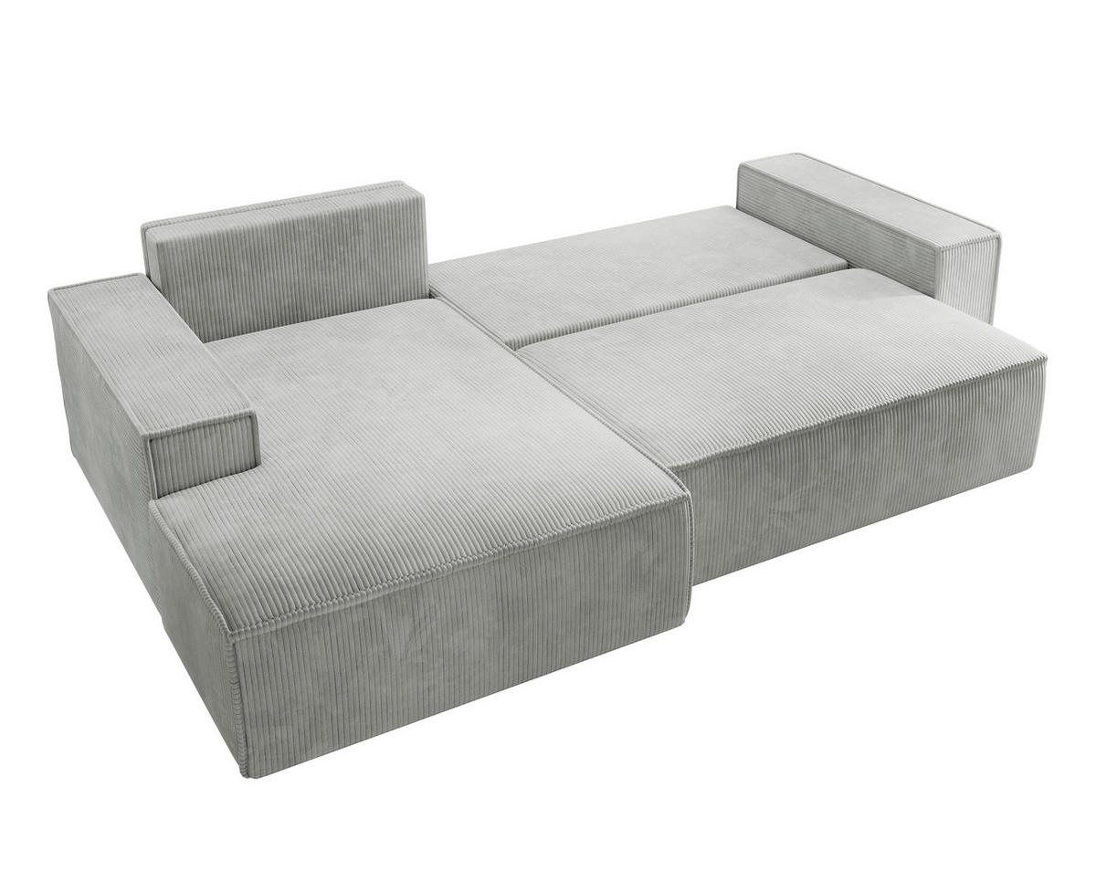 ECKSOFA Farese Hellgrau Cordbezug - Hellgrau/Schwarz, Kunststoff/Textil (267/167cm) - Selsey