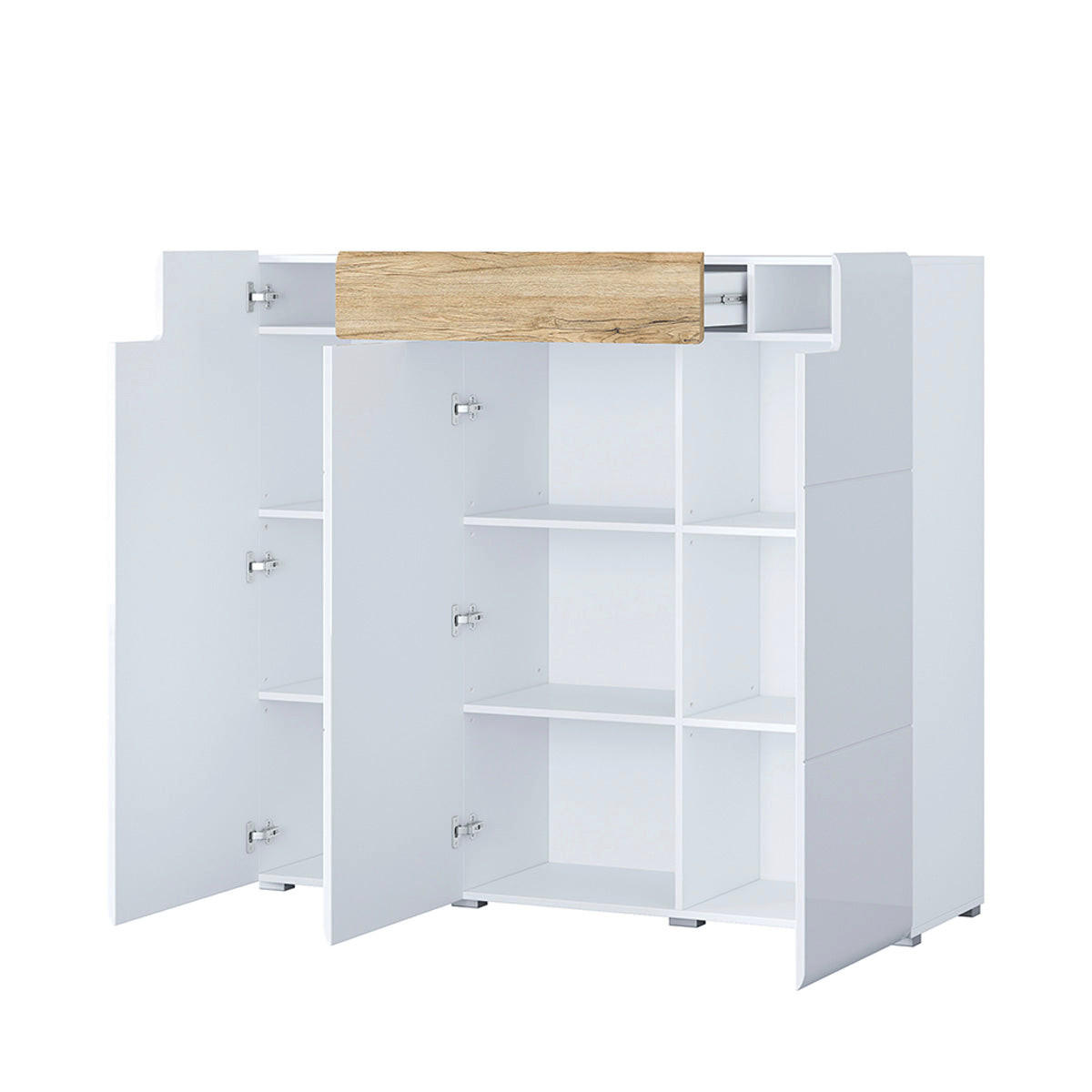 SIDEBOARD Jules Bílá a dřevo - bílá, kompozitní dřevo (147/131/39cm) - Petits-meubles