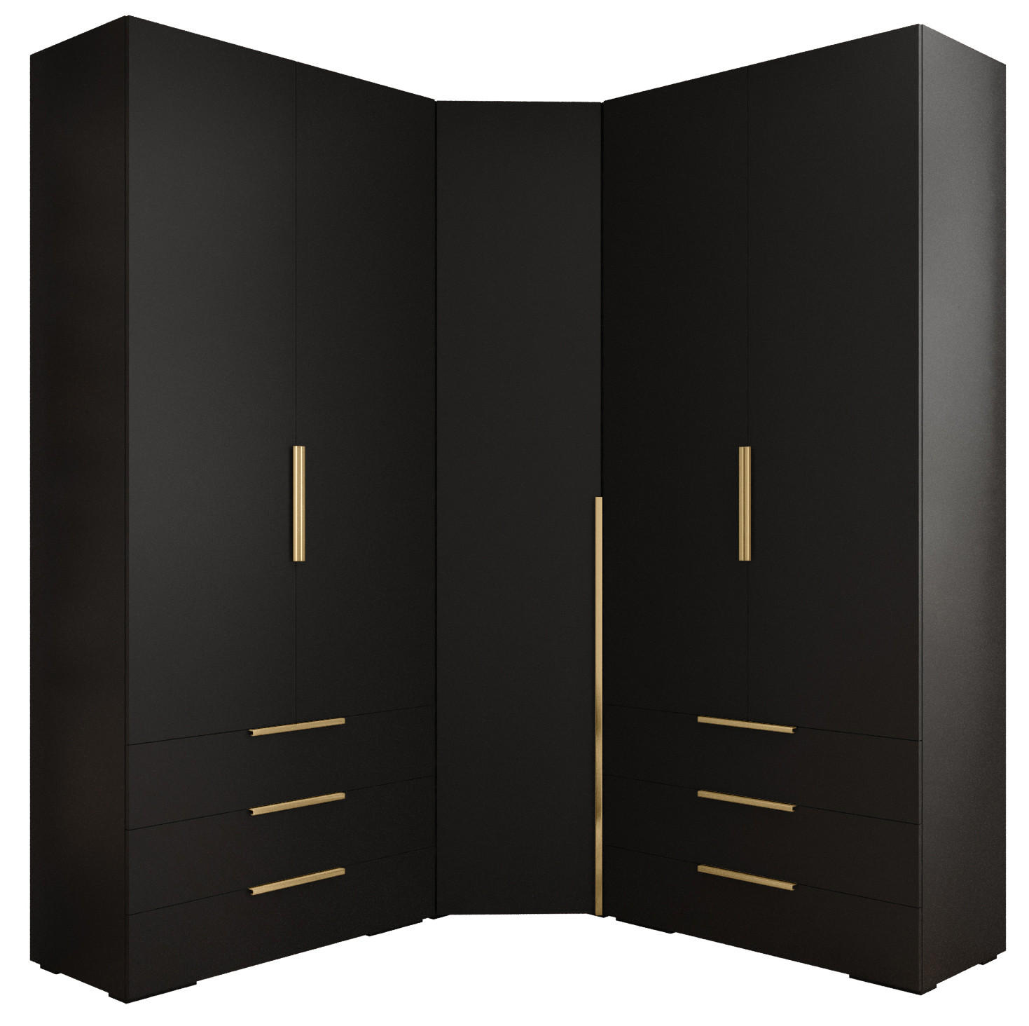 GARDEROBEN-SET 236,7/181,7/47 - Goldfarben/Schwarz, Holz/Kunststoff (181.7/236.7/47cm) - Abiks Möbel
