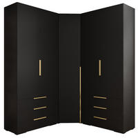 GARDEROBEN-SET 236,7/181,7/47 - Goldfarben/Schwarz, Holz/Kunststoff (181.7/236.7/47cm) - Abiks Möbel