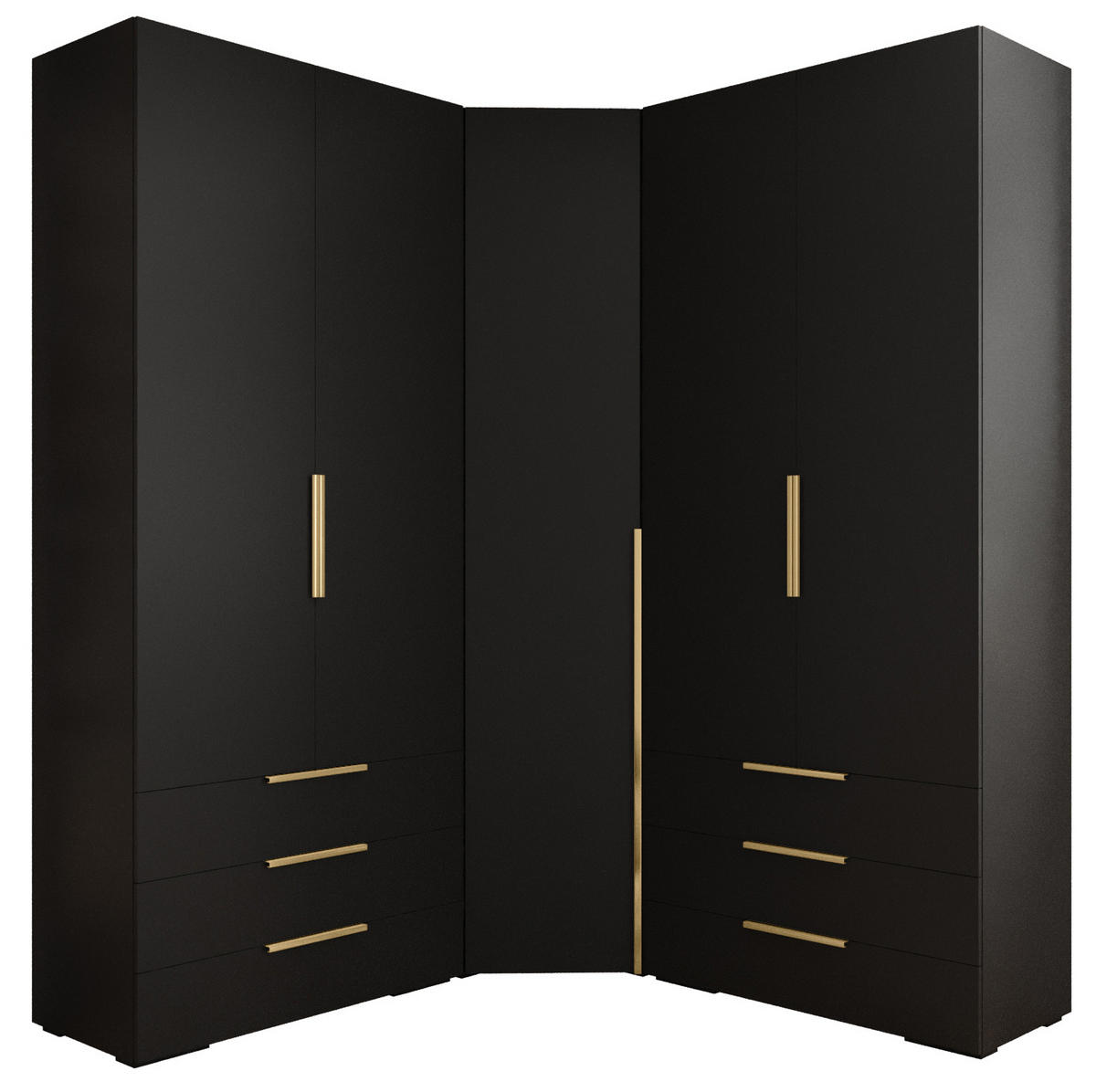 GARDEROBEN-SET 236,7/181,7/47 - Goldfarben/Schwarz, Holz/Kunststoff (181.7/236.7/47cm) - Abiks Möbel
