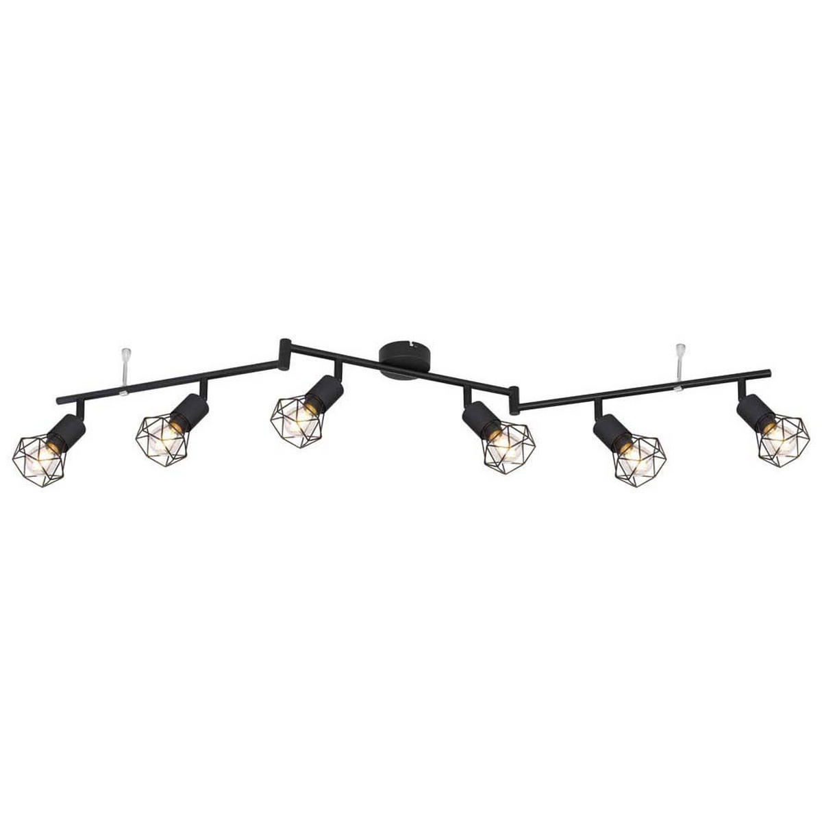 DECKENLEUCHTE XARA I Schwarz Matt - Schwarz, Metall (120/8/22cm) - Globo Lighting
