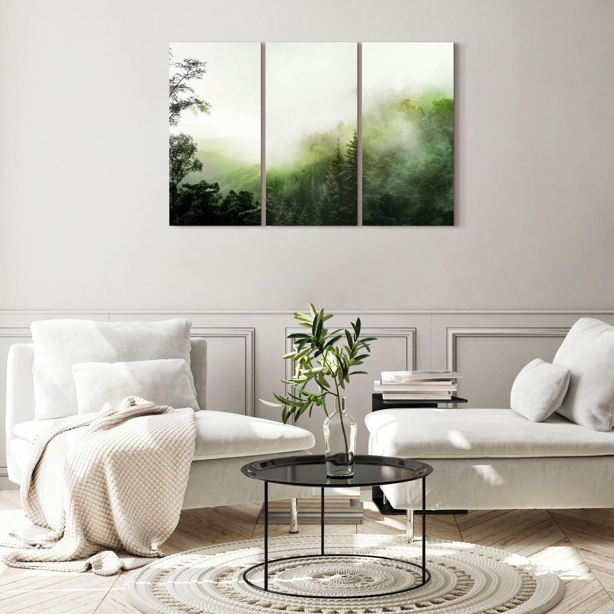 LEINWANDBILD Berglandschaft 3-tlg. 90x60 cm - Multicolor, Holz (90/60cm) - LUMASOUL