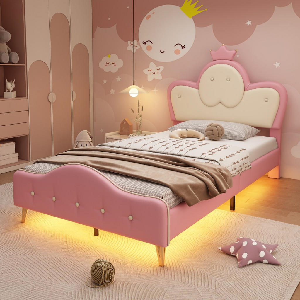Thumbnail - Komhtom Kinderbett, Pink, Holz, Märchen/ Fantasie, 1-Sitzer, 90x200 cm, Kinder- & Jugendzimmer, Kindermöbel, Kinderbette...