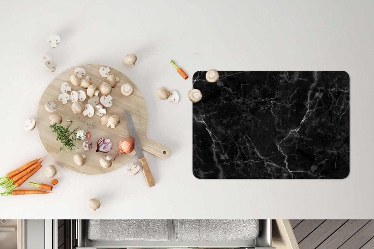 PLATZSETS 6er-Set Marmoroptik - Luxus - Schwarz 45x30 cm Tischset - Anthrazit, Kunststoff (0.3/45/30cm) - MuchoWow