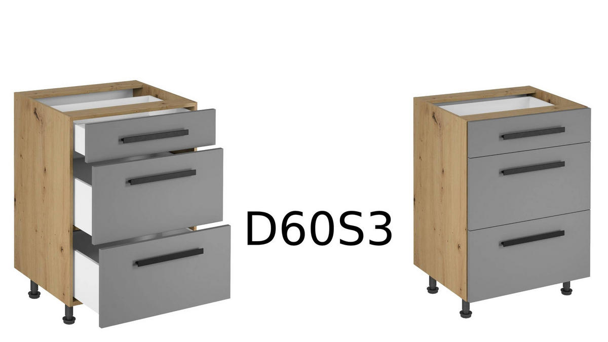 KÜCHENZEILE 440 cm - Langen KL8-M440 in Beige/Matt - Beige/Schwarz, Holz/Metall (440/248/58cm)