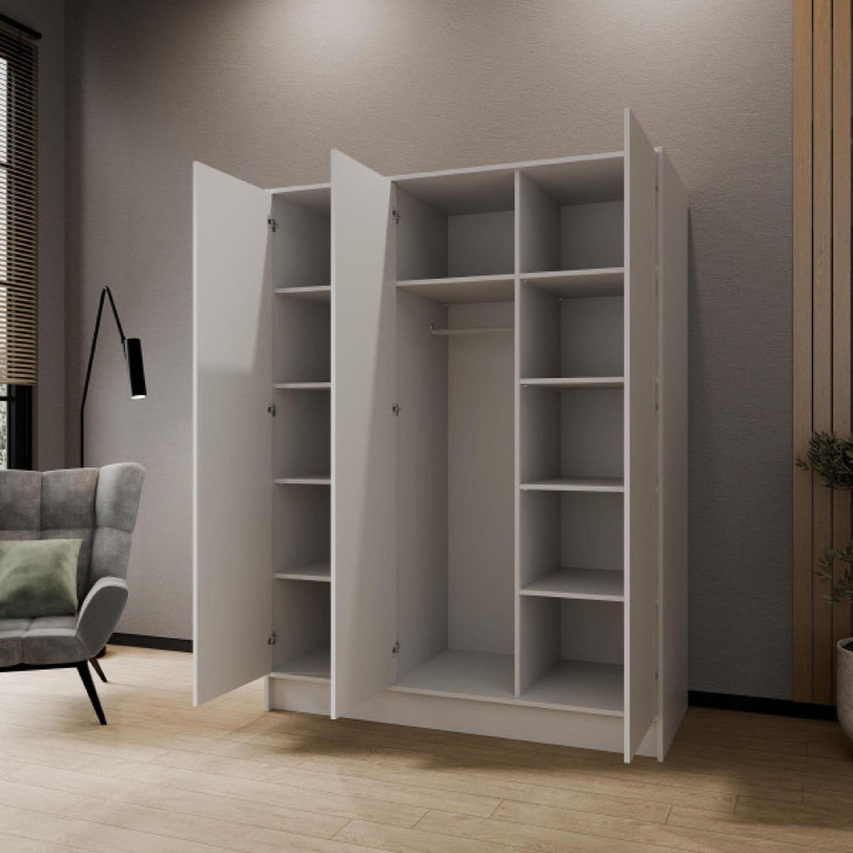 SCHRANK Weiß 150 ALA Glatt Ohne Spiegel Ohne Griffe - Weiß, Holzwerkstoff (150/200/51cm) - Sepro Meble