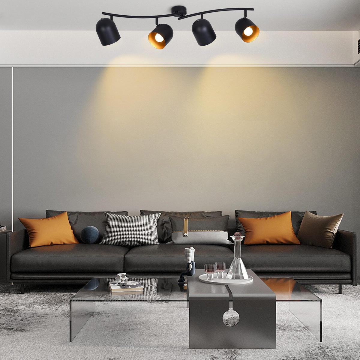 STRAHLER Gera 4-flammig 79/12/21 cm - Schwarz, Metall (79/12/21cm) - Nettlife