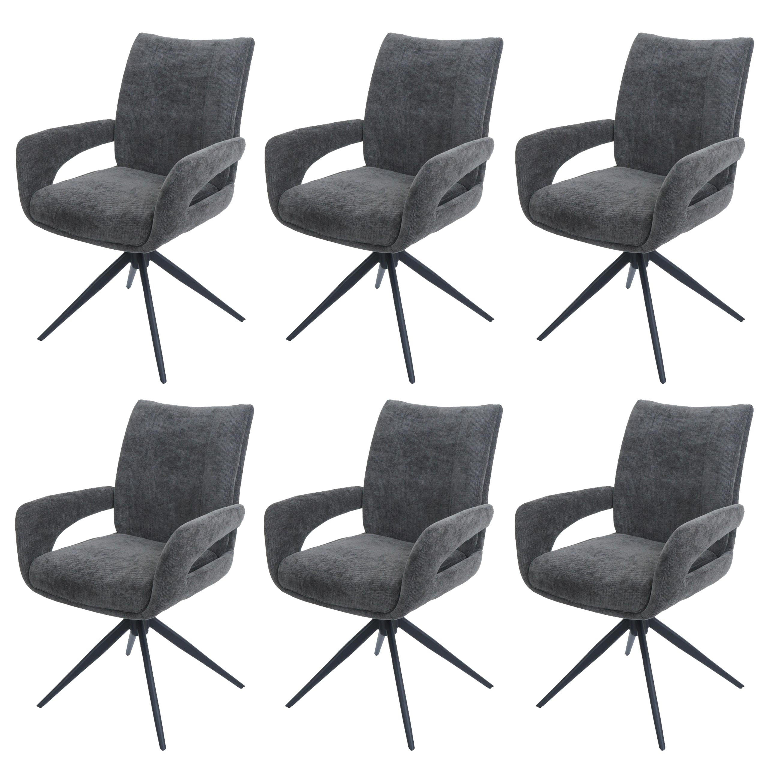 ESSZIMMERSTUHL Grau 6er-Set - Grau, Textil (60/90/60cm) - MCW