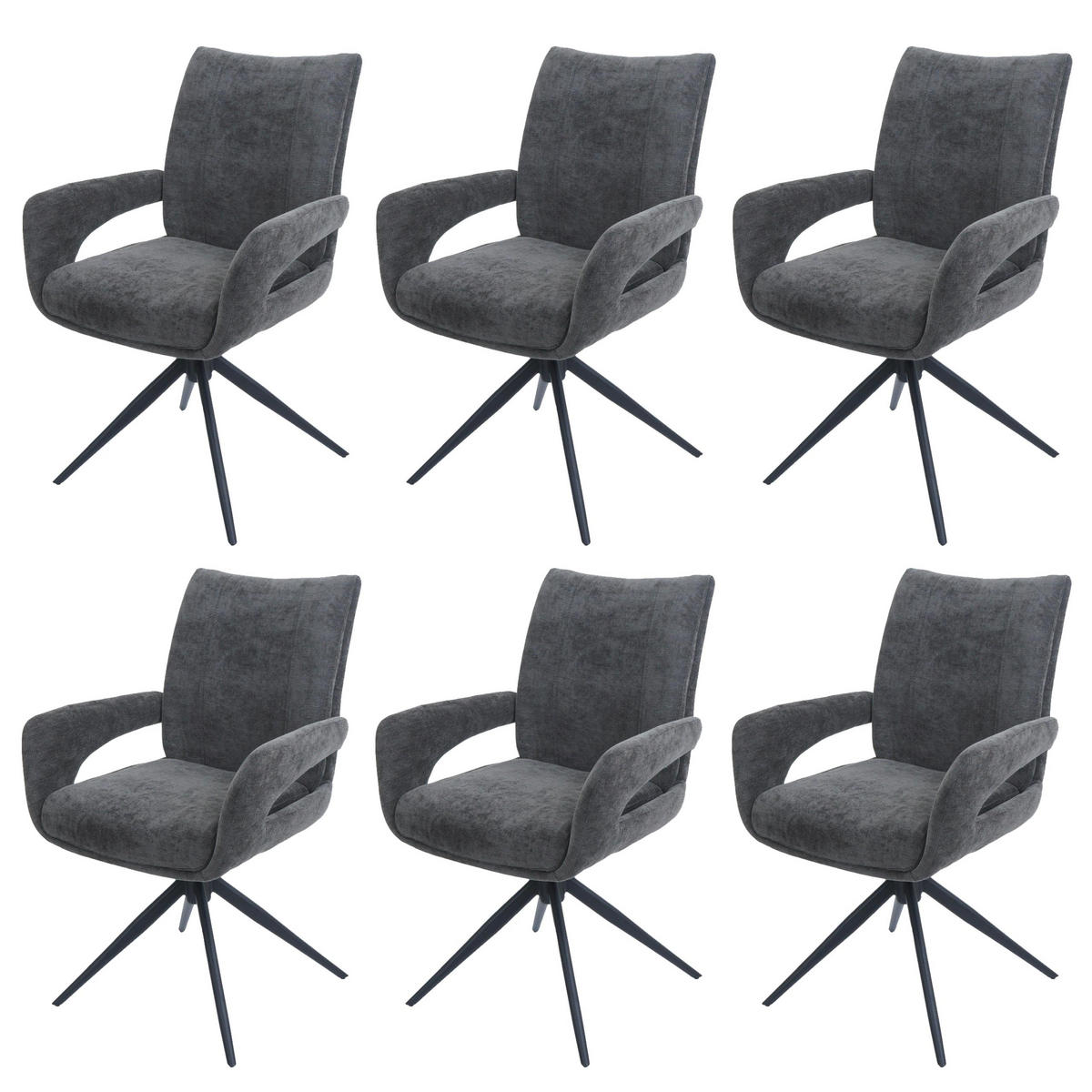 ESSZIMMERSTUHL Grau 6er-Set - Grau, Textil (60/90/60cm) - MCW