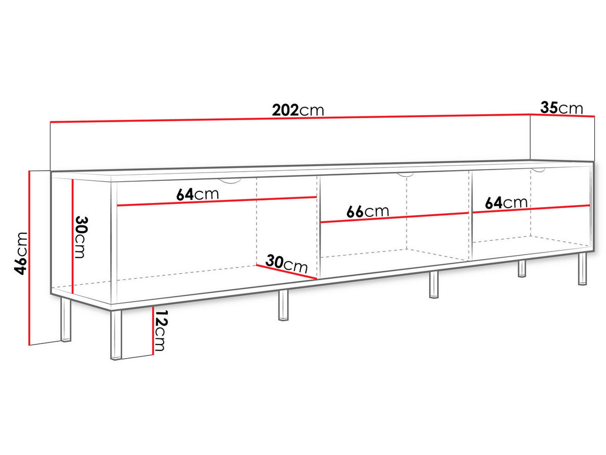 TV-LOWBOARD Werkoz 3K - Goldfarben/Weiß, Holzwerkstoff/Metall (202/46/35cm) - MIRJAN24