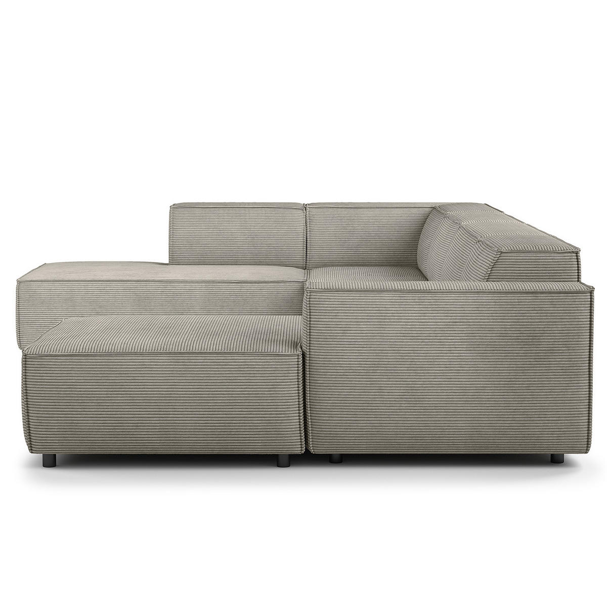 WOHNLANDSCHAFT mit Longchair & Ottomane - Graubraun/Schwarz, Kunststoff/Textil (369/70/234cm) - home24