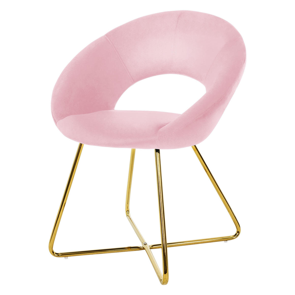 STUHL Samt rose - Pink, Metall (53/77/64cm) - ML-DESIGN