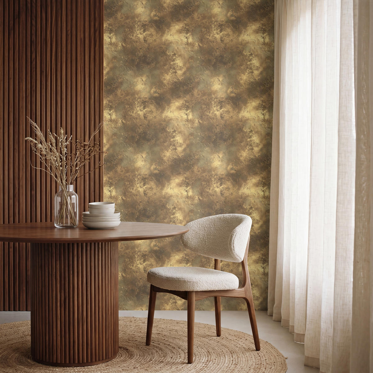 TAPETE - Antik - Metallic-Look - Gold - 120x200 cm - Messingfarben, Papier (120/200cm) - OnlyWow