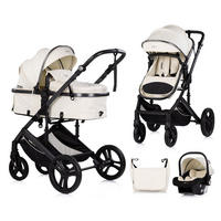 KOMBIKINDERWAGEN Amore 3 in 1 beige-schwarz Babyschale Adapter Wickeltasche Fußabdeckung - Beige, Metall (95/63/105cm) - Chipolino