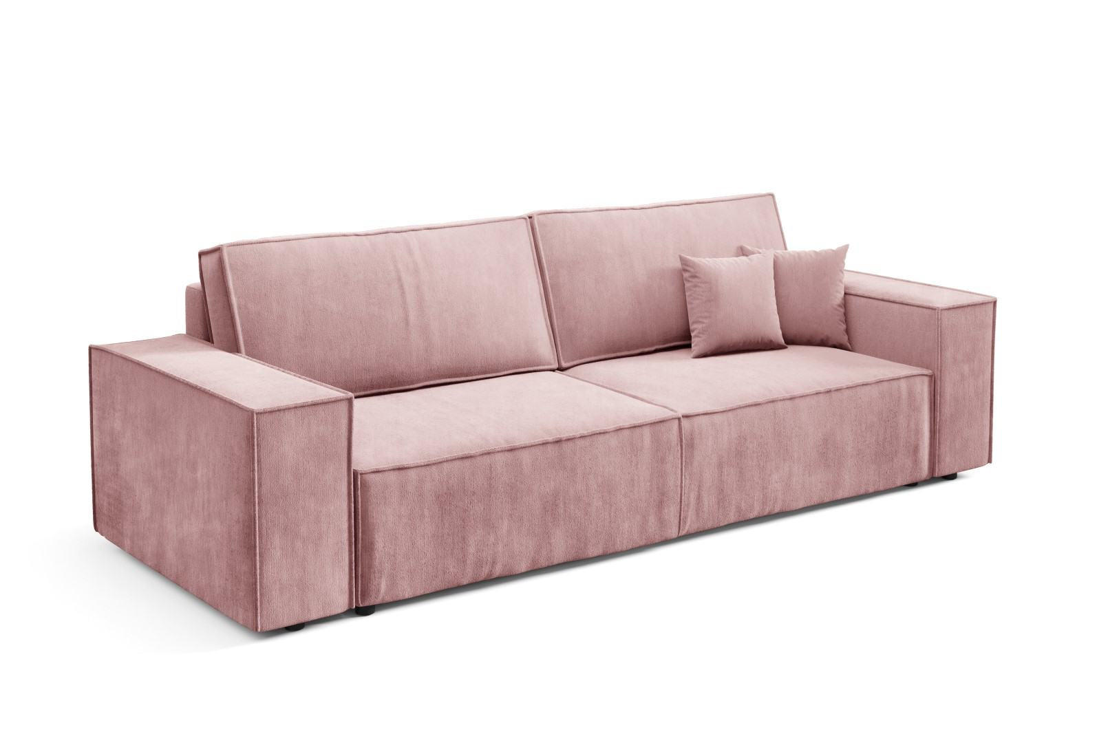 SCHLAFSOFA mit Bettkasten Rose - Altrosa, Textil (255/88/102cm) - Furnisell