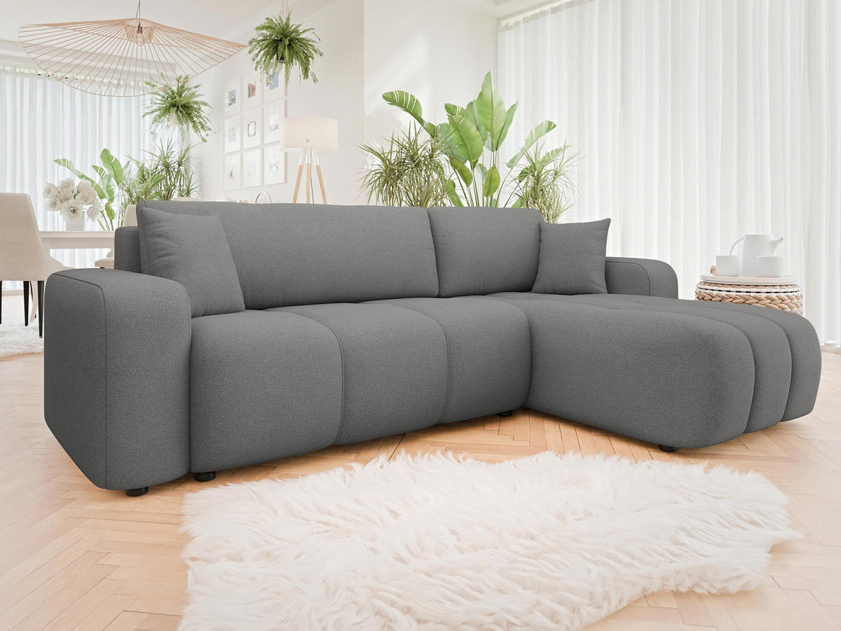 ECKSOFA Furyn - Greige/Schwarz, Holz/Kunststoff (244/145cm) - MIRJAN24