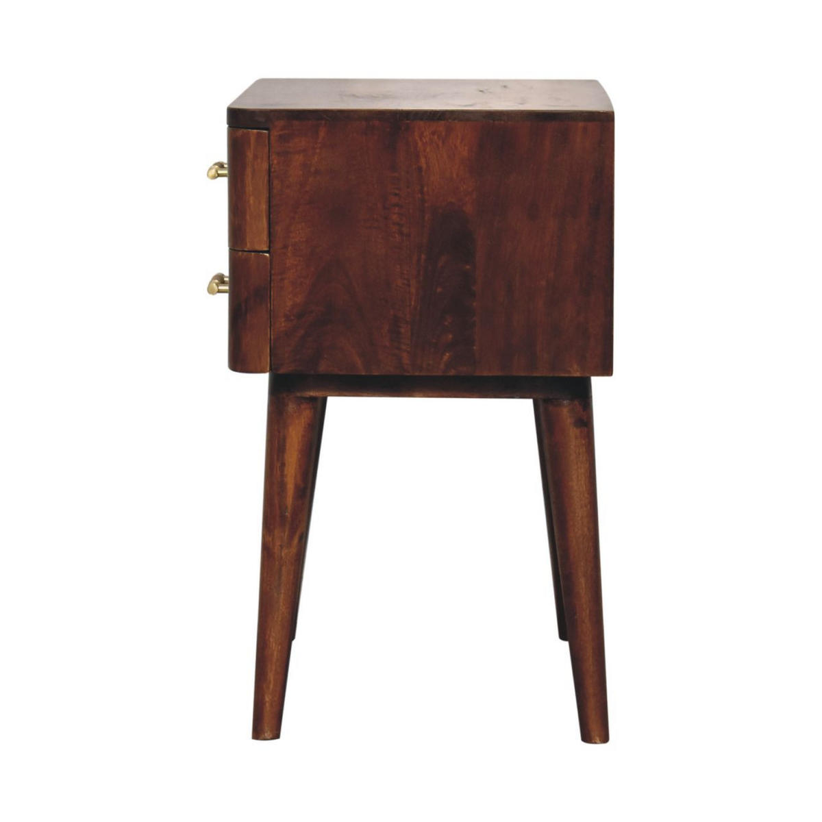 NACHTTISCH T-Bar Nordic Style, Braun - Messingfarben/Braun, Mangoholz/Holz (35/58/45cm) - Artisan Furniture