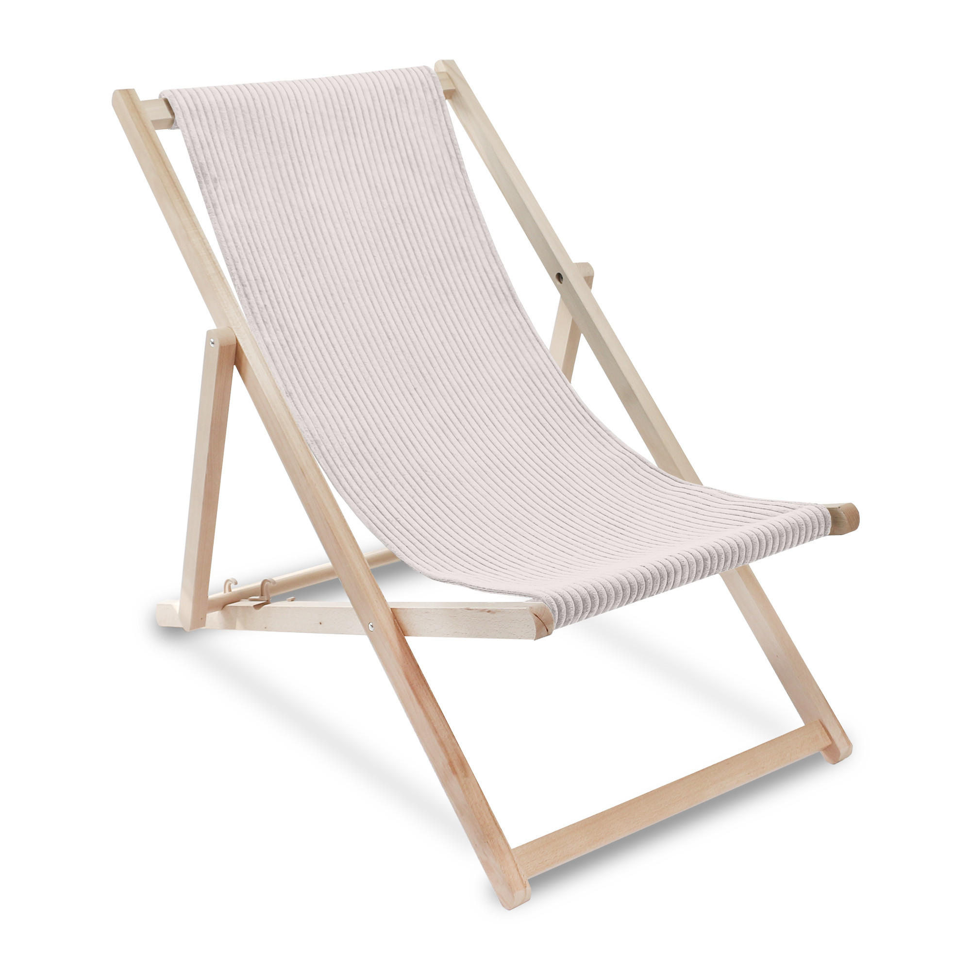 HOLZLIEGESTUHL klappbar Buchenholz Cord-Gewebe White Dove M - Weiß, Holz/Textil (54/85/92cm) - Dreamroots