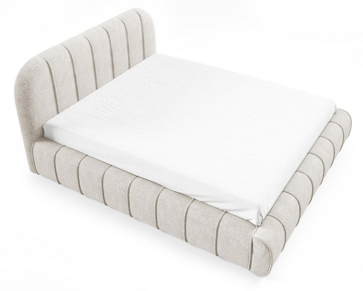POLSTERBETT 140x200 Lunea, Samt, Metallrahmen, Bettkasten, Creme - Creme, Holz/Textil (140/200cm) - Emporius