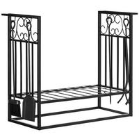 KAMINHOLZSTÄNDER, Stahl, Schwarz - Schwarz, Metall (30/60/75cm) - HOMCOM