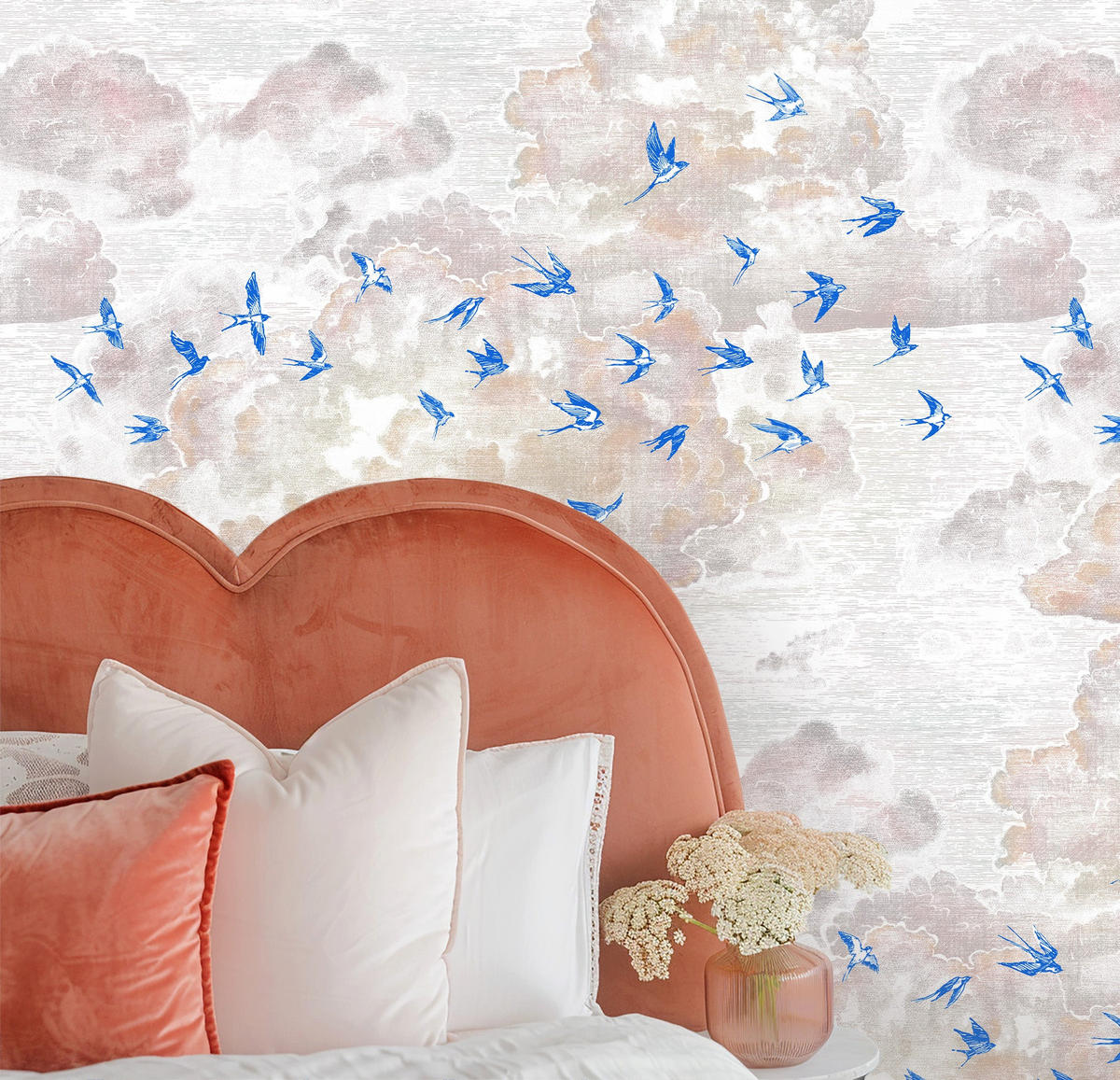 TAPETE Wolken aus echtem Papier, 200x280cm, 8 Bögen - Blau, Papier (200/280cm) - WALLPAPERS4BEGINNERS