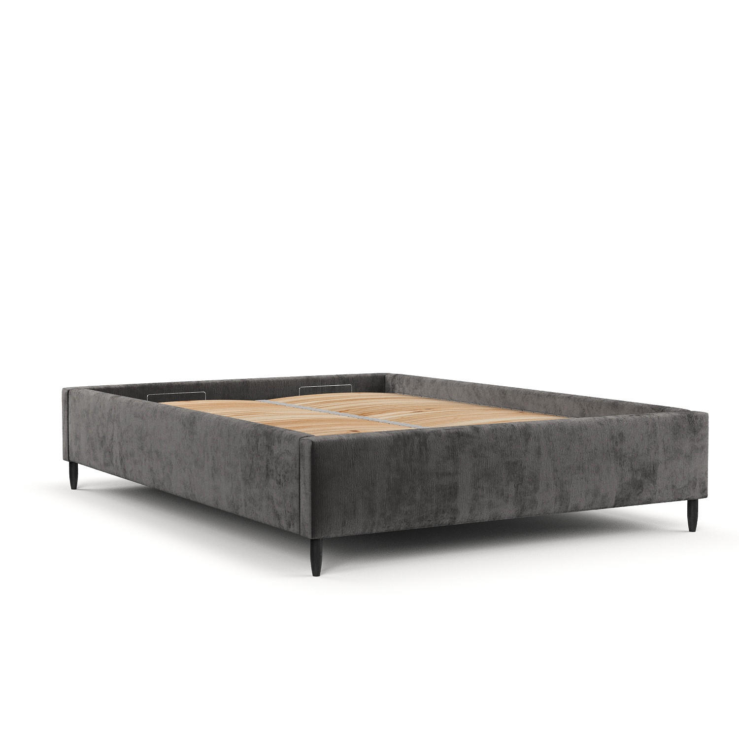 POLSTERBETT Larch Anthrazit 120/200 cm im Chenille-Stoff - Anthrazit/Schwarz, Holz/Holzwerkstoff (120/200cm) - Maison de Reve