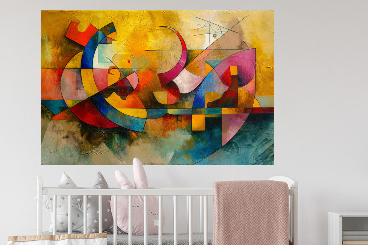 WANDTATTOO Kunst - Abstrakt - Modern 120x80 cm - Gelb, Kunststoff (120/80/0.1cm) - MuchoWow