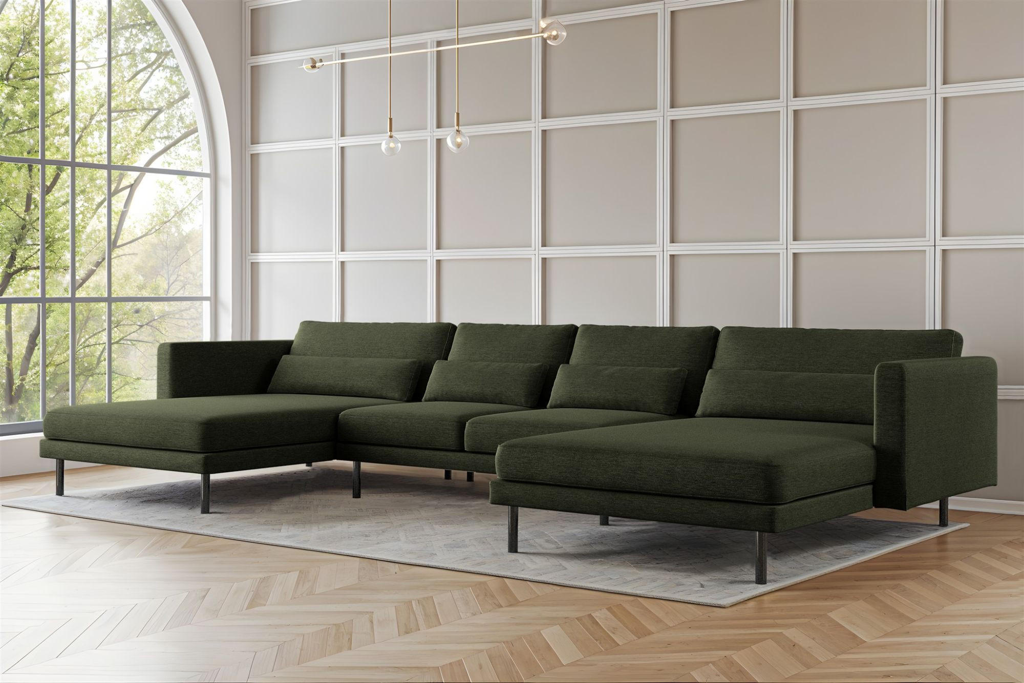 WOHNLANDSCHAFT Agada In Verita - Grün, Holzwerkstoff/Textil (391/83/174cm) - Fun Möbel