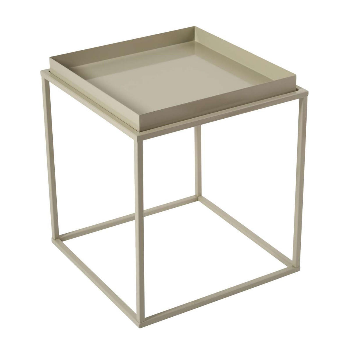 QUADRATISCHER beistelltisch mit platte mit rand 52/45/45 cm - Taupe, Metall (45/52/45cm) - Calicosy