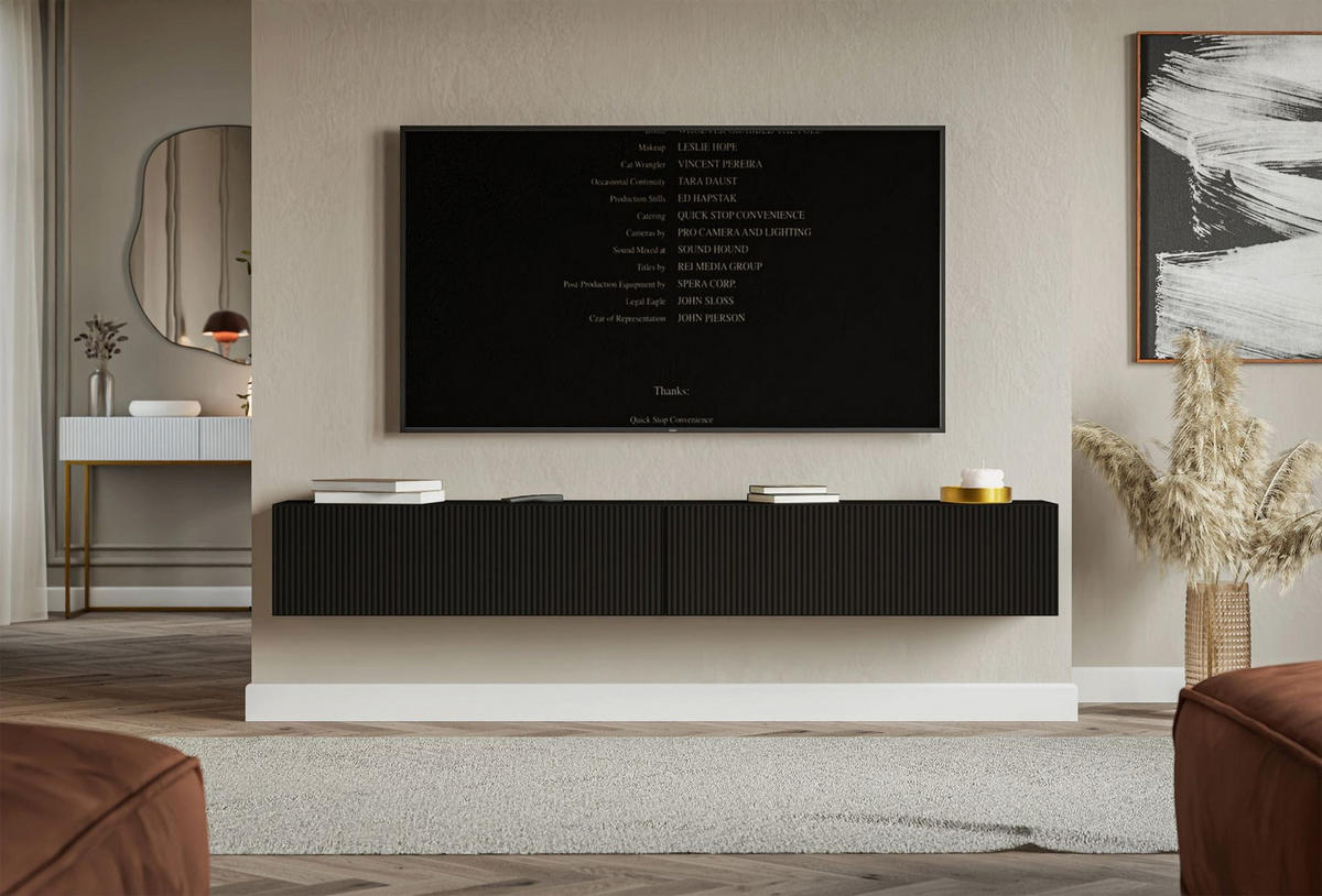TV-LOWBOARD Veldio hängend Schwarz 200 cm - Schwarz, Holzwerkstoff (201.6/28.5/31.6cm) - Selsey