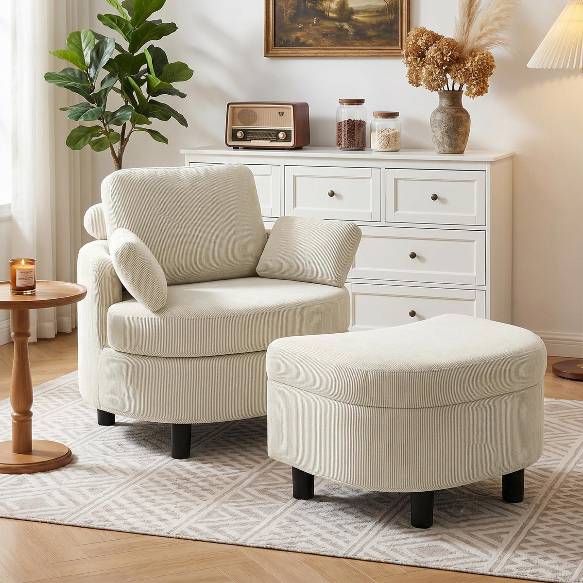 SESSEL Creme 85.5/69.0/78.0cm - Creme, Textil (69/78/85.5cm)