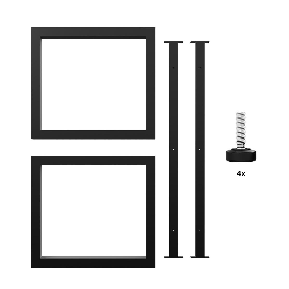 TISCHBEINE Eta Extreme Schwarz Metall 200/80/72 cm - Schwarz, Metall (80/72/200cm) - Metalo Pro