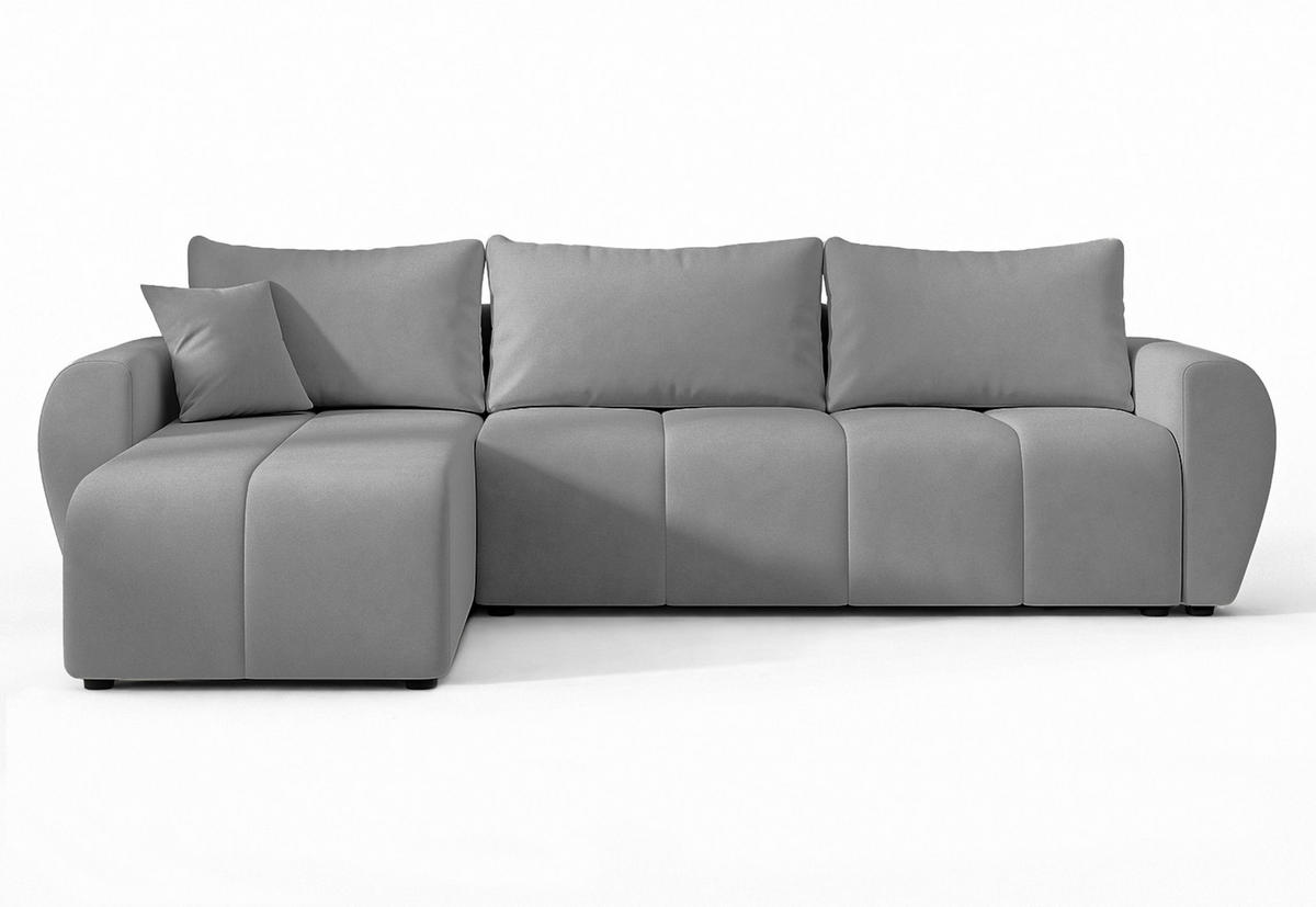 ECKSOFA L Form Malatya Hellgrau 246/145/80 cm stilvolle mit Schlaffunktion L - Hellgrau/Schwarz, Kunststoff/Textil (145/246cm) - AX Living