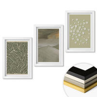 WANDBILDER 3er-Set - 20x30 cm Weißer Rahmen - Abstrakte florale Wellenmuster - Weiß, Kunststoff (20/30cm) - ArtPrintCave