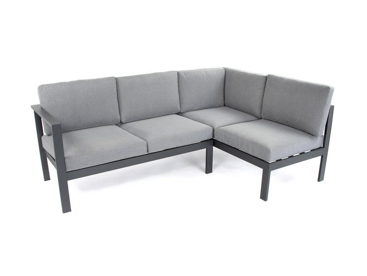 GARTENLOUNGE-SET Braga Grau Aluminium höhenverstellbarer Tisch für 5 Personen - Grau, Kunststoff - bellavista - Home & Garden