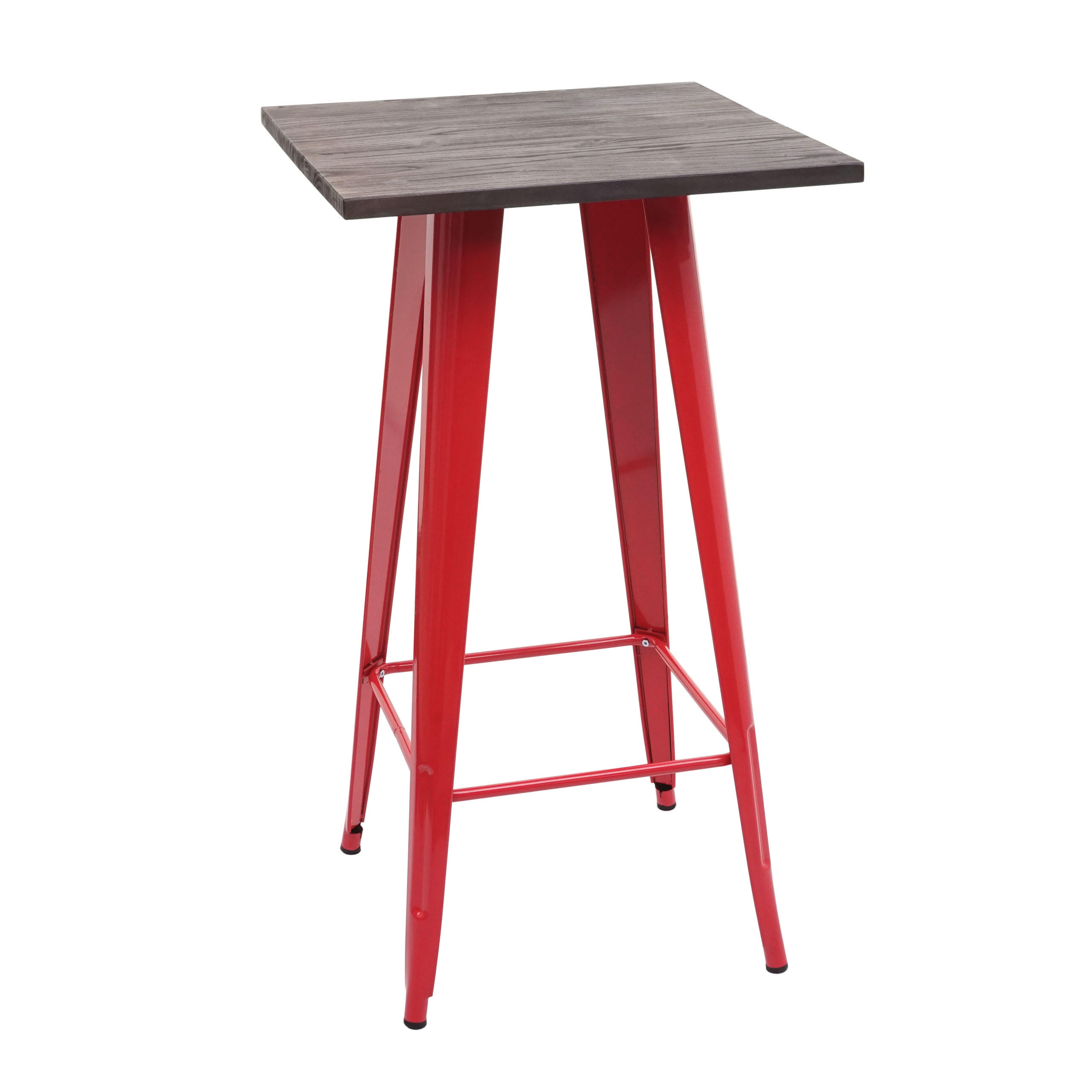 STEHTISCH INKL. HOLZ-TISCHPLATTE rechteck Rot - Rot, Holz (60/60/107cm) - MCW