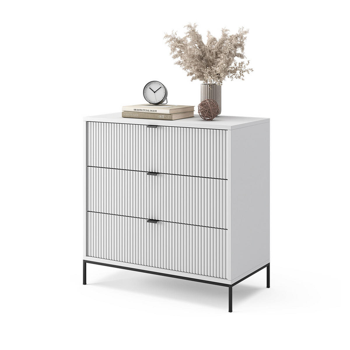 KOMMODE Eliza Weiß 80 x 81.2 cm mit 3 Schubladen - Weiß, Holzwerkstoff (42/81.2/80cm) - Vicco
