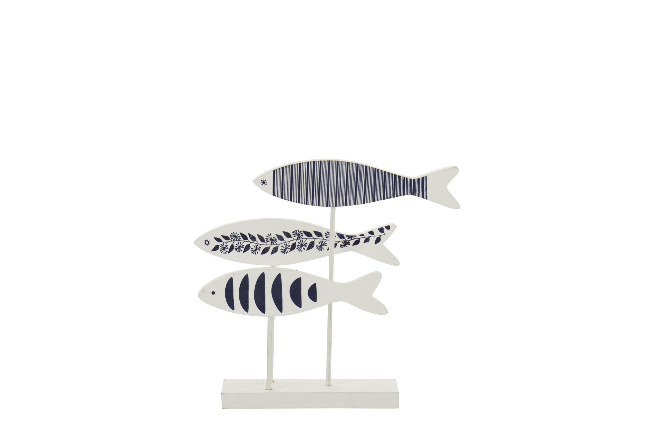 DEKOOBJEKT FISCH AUF FUß MUSTER - Blau, Holz (7/28/29cm) - J-Line