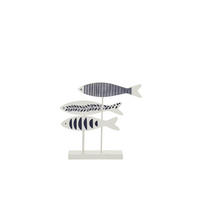 DEKOOBJEKT FISCH AUF FUß MUSTER - Blau, Holz (7/28/29cm) - J-Line