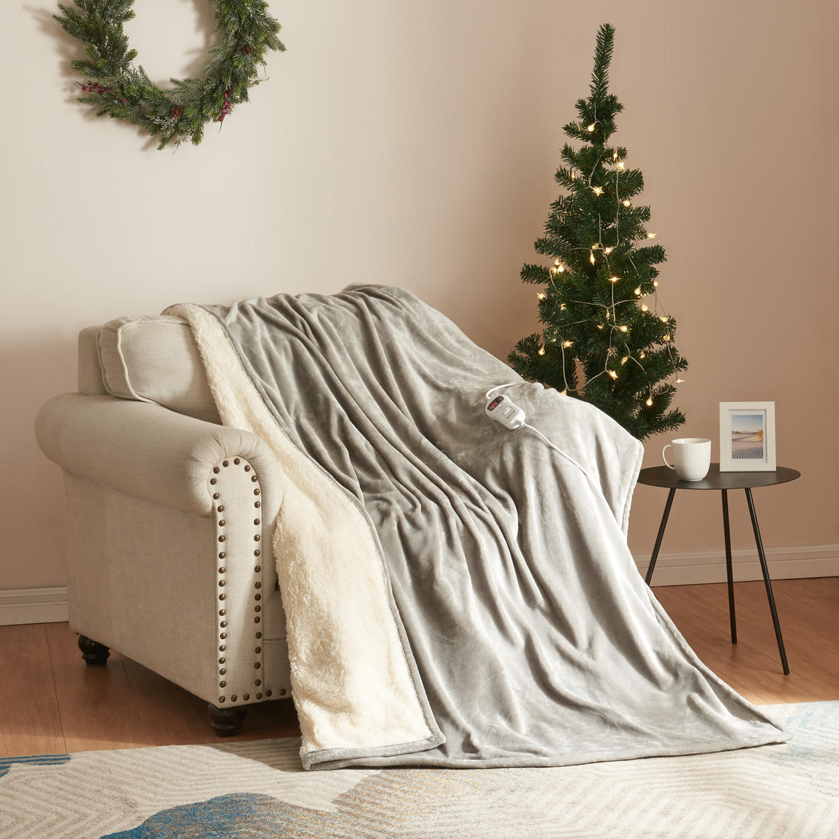 PŘIKRÝVKA Archi - světle šedá, textil (180/130cm) - [en.casa]