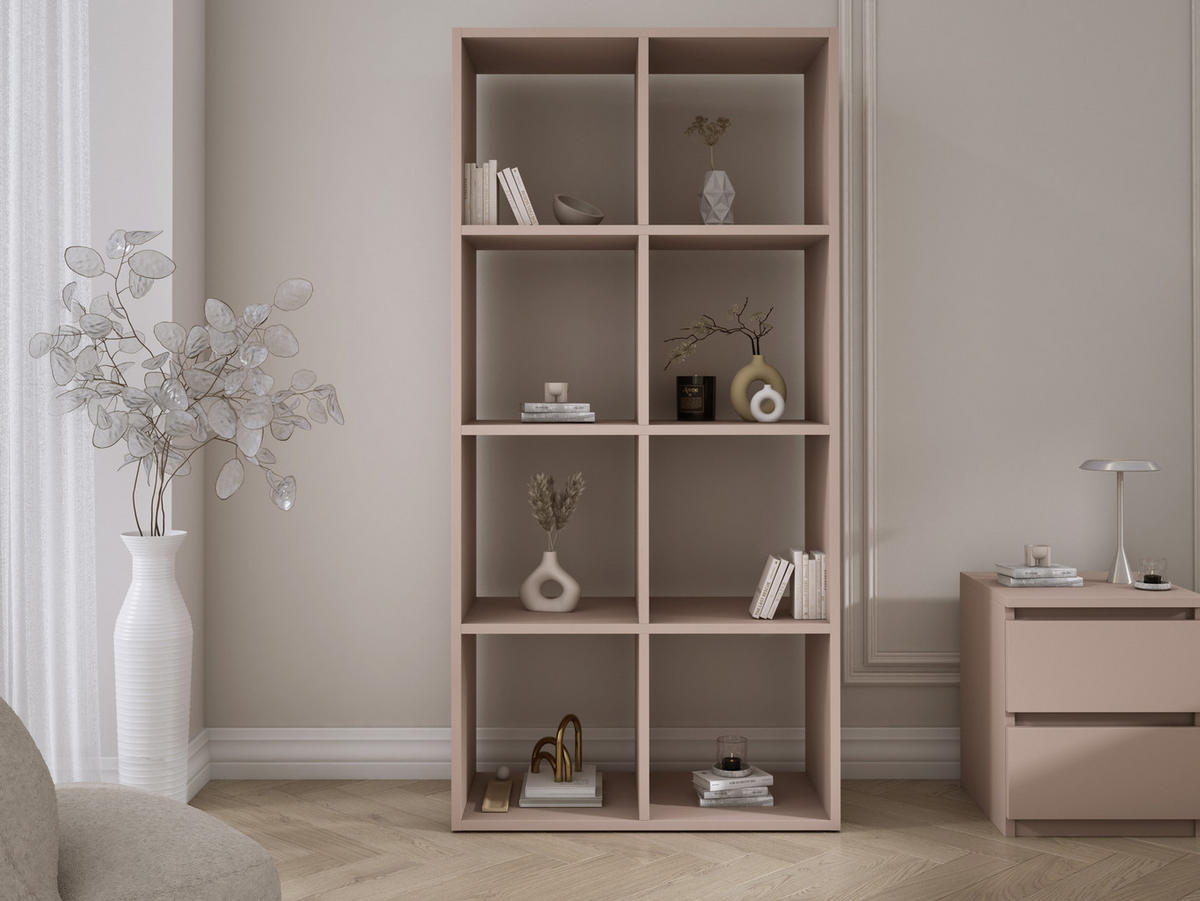 BÜCHERREGAL mit 8 Fächern – Farbe: Karamellbraun – 147 × 74 × 30 cm, vertikale oder horizontal - Braun, Holzwerkstoff (74/147/30cm) - 3XE LIVING