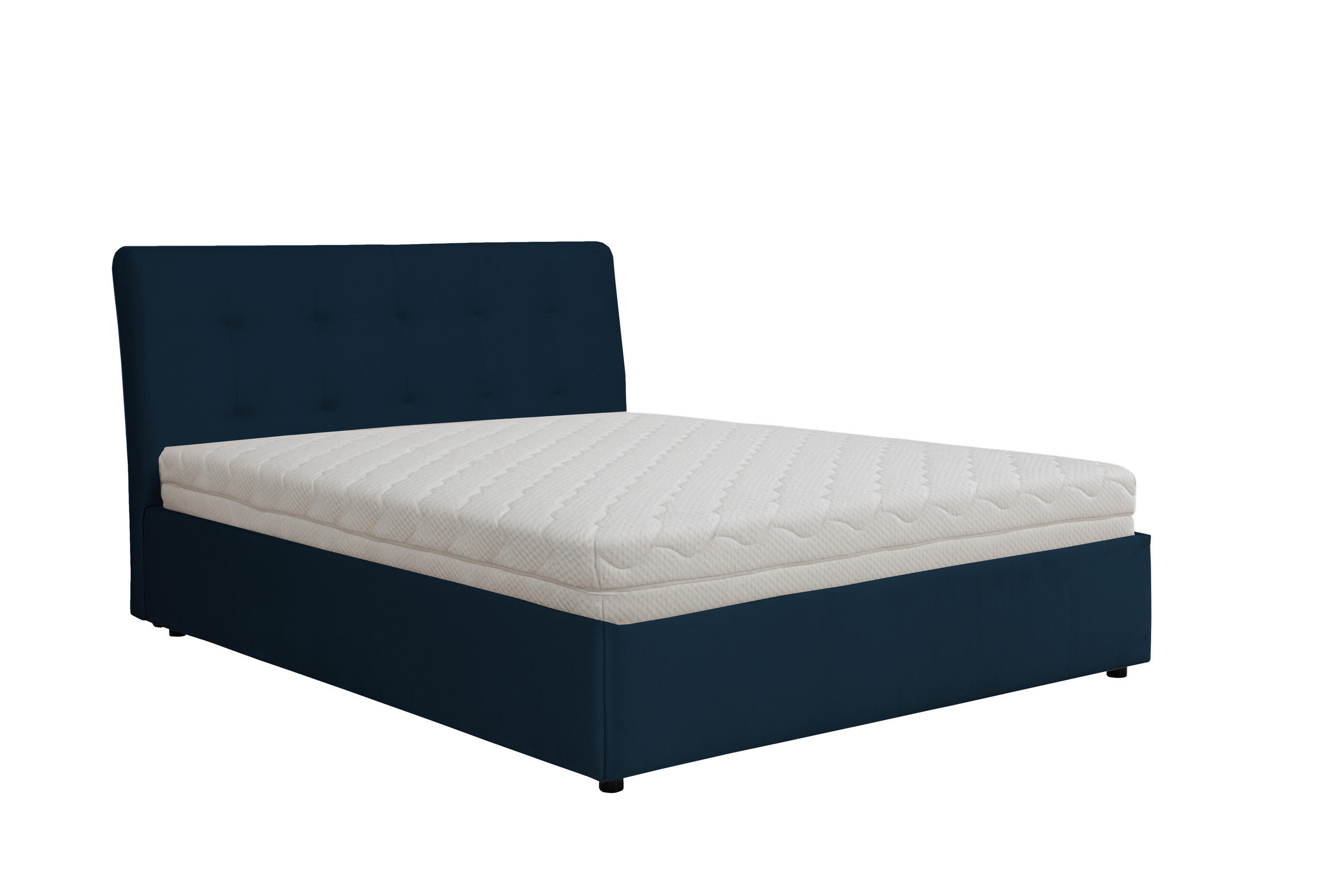 POLSTERBETT mit Bettkasten und Matratze SOLIS, Dunkelblau, 180x200 cm - Dunkelblau, Textil (180/200cm) - KS Home Concept